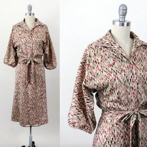 Vintage Bishop Sleeve Crop Top & Skirt, 70s Two Piece Dress Set